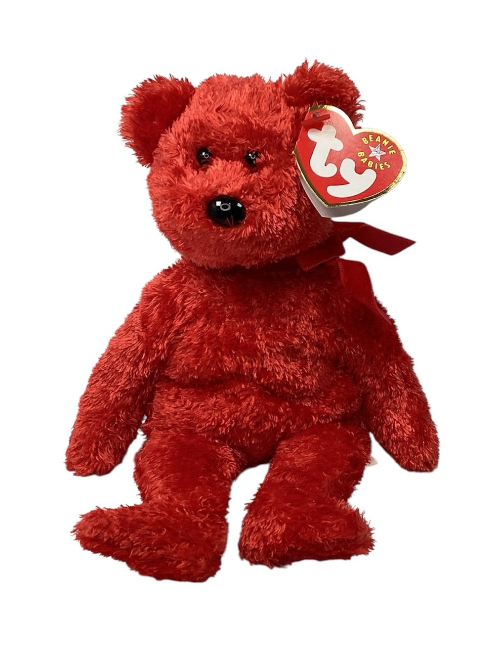 🐵 TY “Mistletoe” Beanie Baby Bear with Green Satin Bow